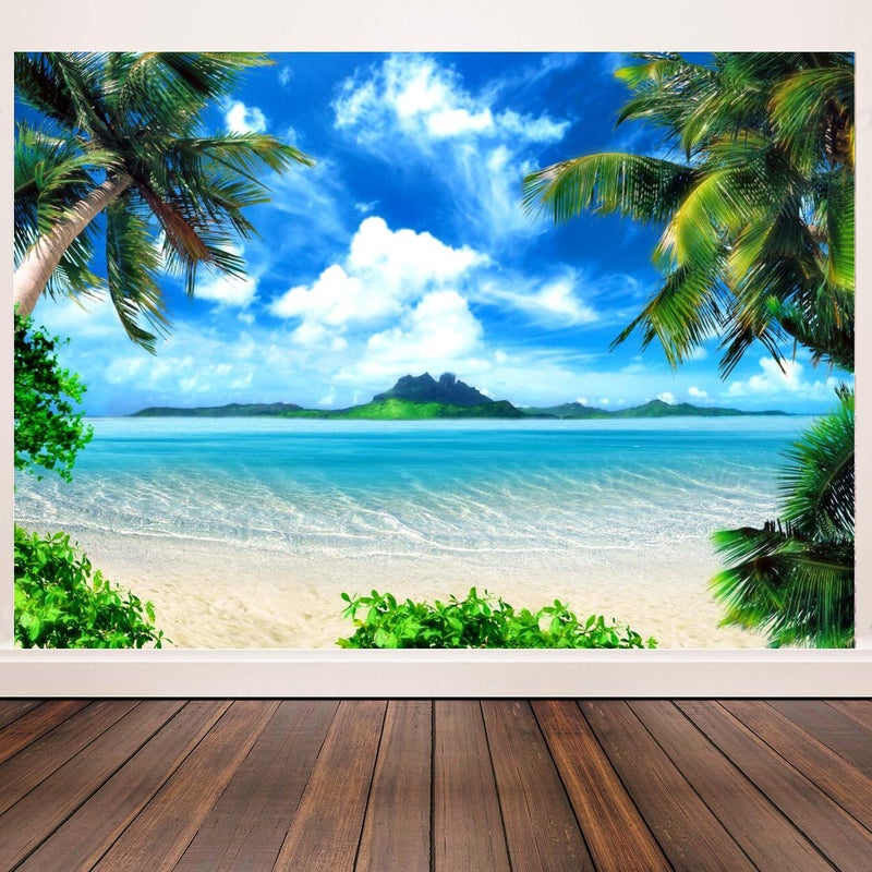 CHAIYA 7x5ft Summer Beach Theme Backdrop Hawaii Beach Backdrop Tropical Luau Summer Background for Aloha Moana Party Decoration Photo Booth Banner 104 - Image 2